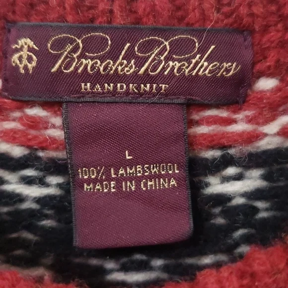 Brooks Brothers Sweater Womens sz Large Nordic Jumper Rust 100% Lambswool - Picture 2 of 7